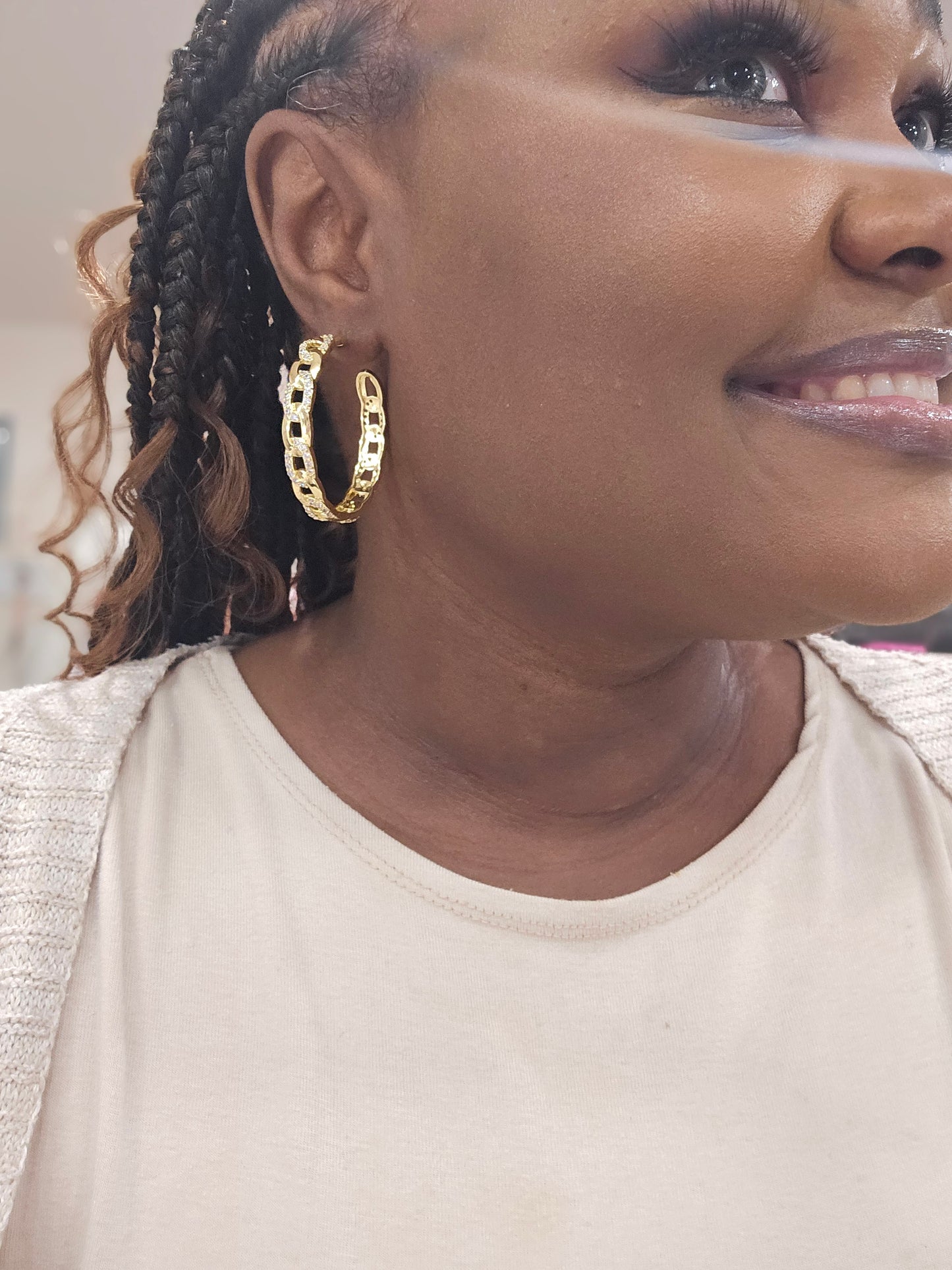 "Forever Rich" Gold and Diamond Encrusted Hoops