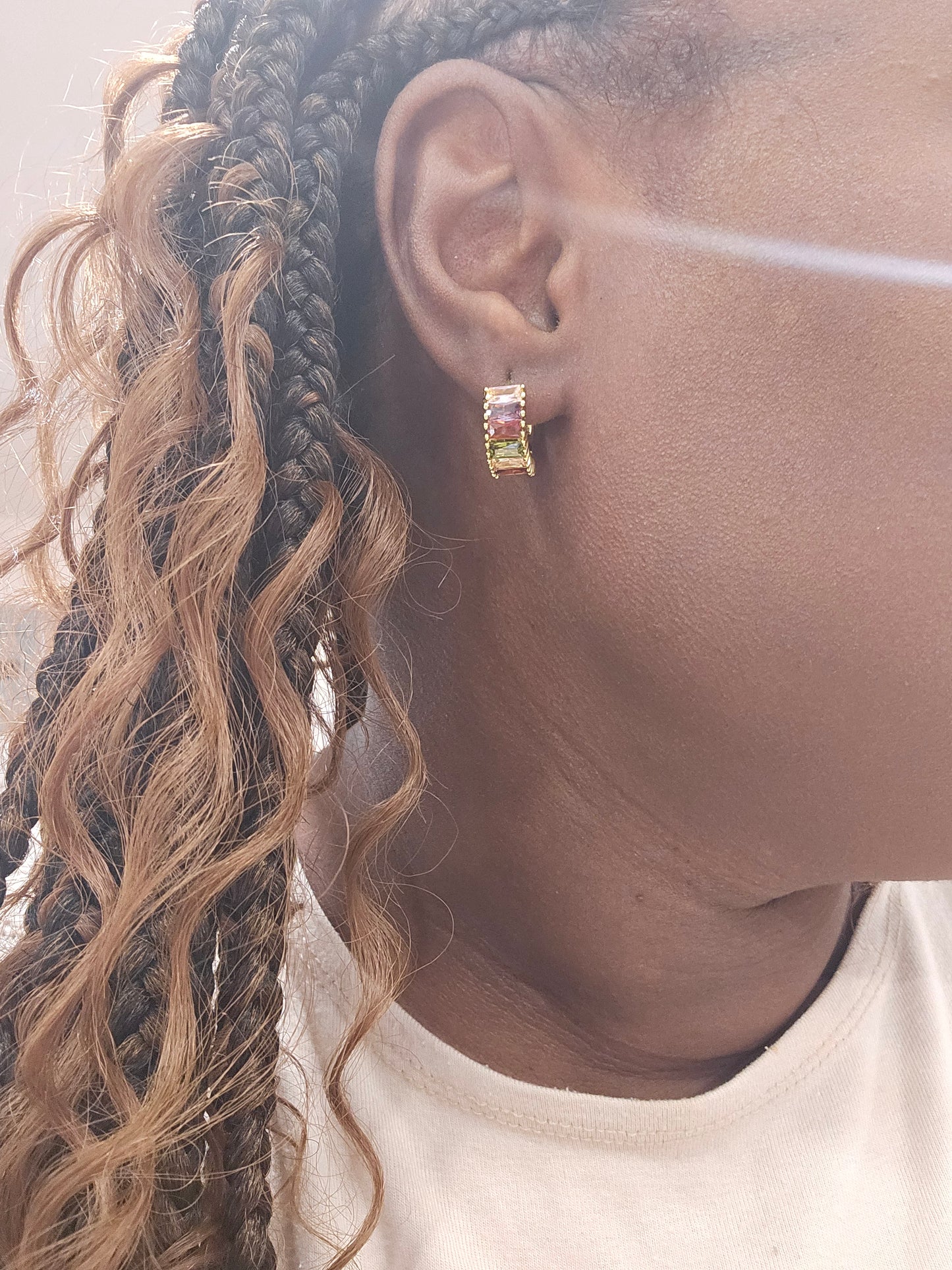 "Classi & Bougee" Diamond Encrusted Mini Hoops