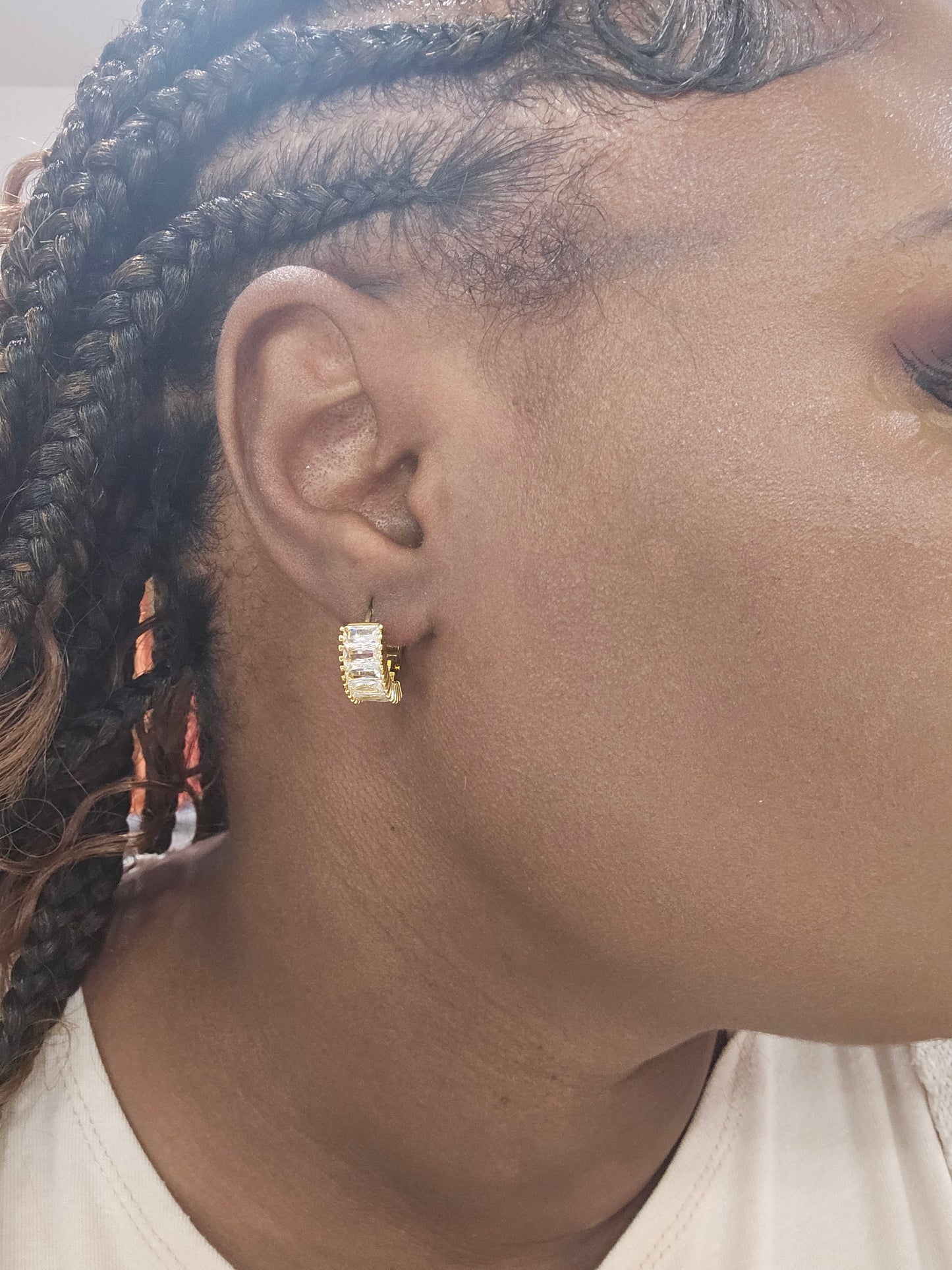 "Classi & Bougee" Diamond Encrusted Mini Hoops