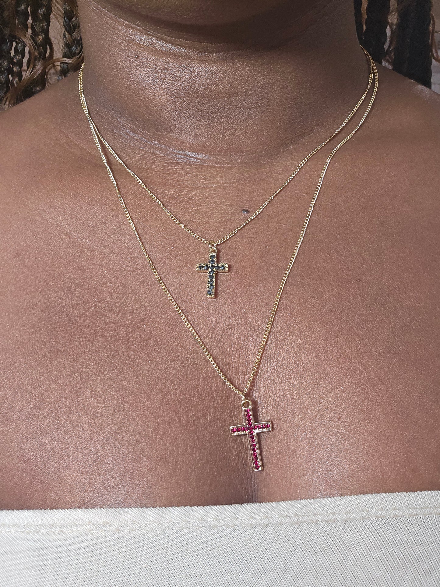 "Double the Love" 2 Layered Cross Necklace