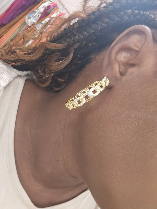 "Forever Rich" Gold and Diamond Encrusted Hoops