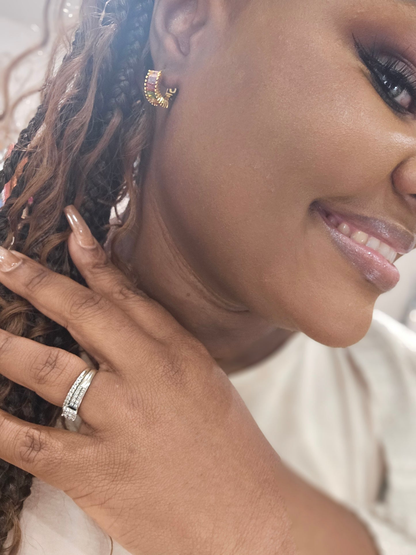 "Classi & Bougee" Diamond Encrusted Mini Hoops