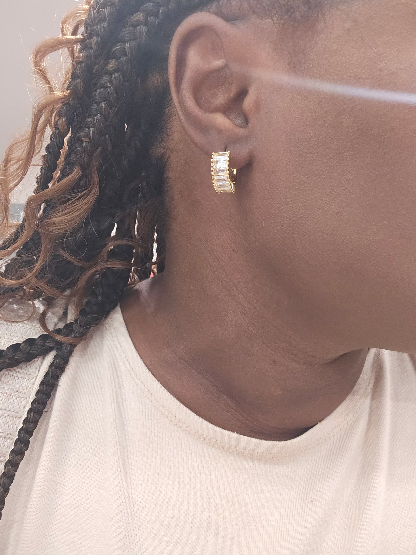 "Classi & Bougee" Diamond Encrusted Mini Hoops