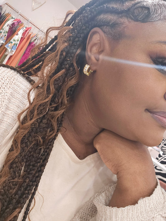 "Classi & Bougee" Diamond Encrusted Mini Hoops