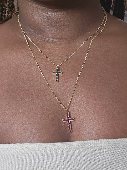 "Double the Love" 2 Layered Cross Necklace
