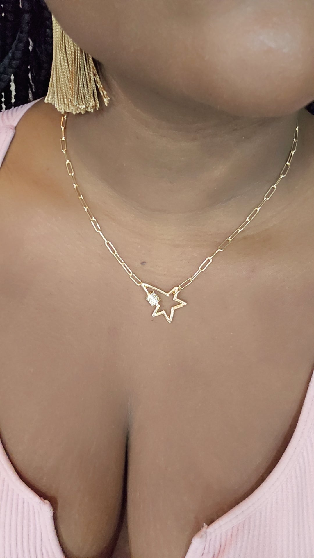 Shooting Star Diamond Encrusted Necklace