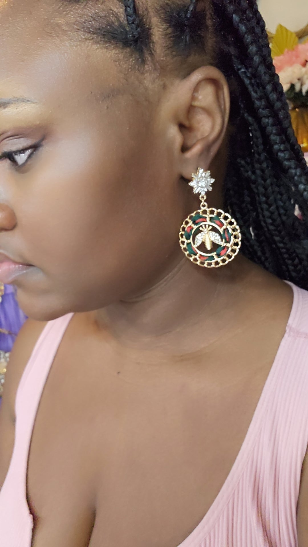 Diamond Encrusted Bee Earrings