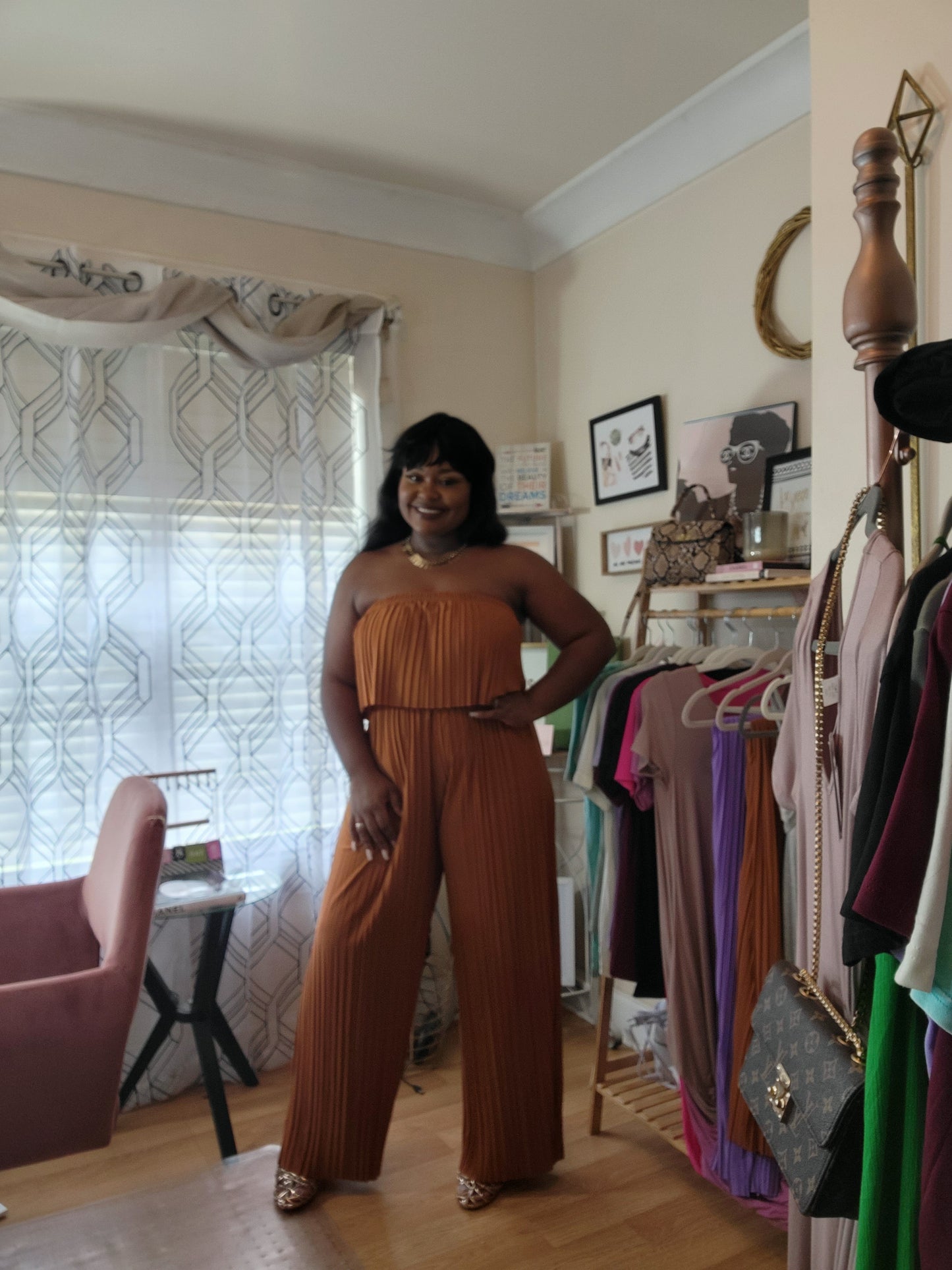 Pleated & Strapless Jumpsuit